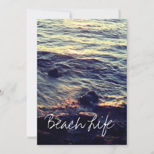 Beach Life Quotes Waves Ocean Sunset Water Landsch Feiertagskarte