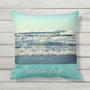 Beach Life Quotes Waves Ozeanwasser Blau Kissen