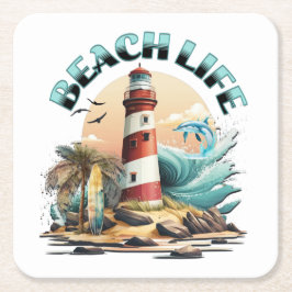 Beach Life Rechteckiger Pappuntersetzer