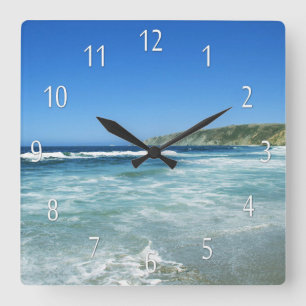 Beach Life Sea View Ocean Wall Clock Quadratische Wanduhr