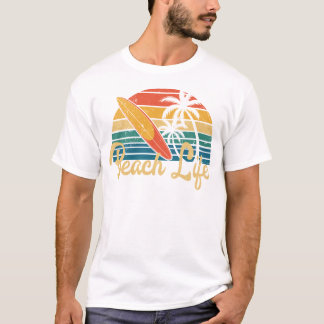 Beach Life Sommerurlaub Retro Sonnenuntergang Surf T-Shirt