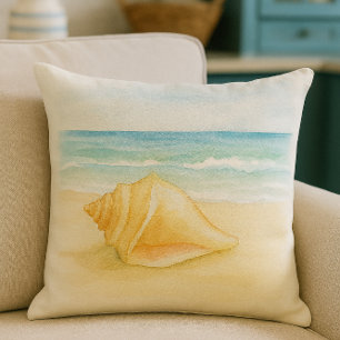 Beach Life Tritonshorn Wasserfarbe Kissen