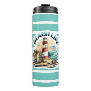 Beach Life Tropical Lighthouse Thermosbecher