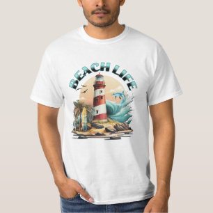Beach Life   Tropischer Strand und Leuchtturm T-Shirt