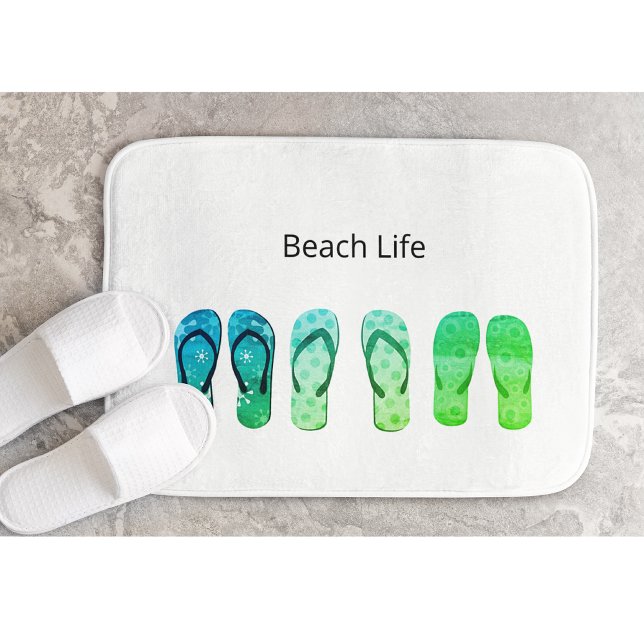 Beach Life und Green Flip Flops Badematte (Von Creator hochgeladen)