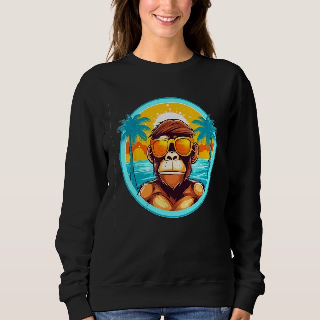 Beach Life with a Monkey Twist Eye Catching Summer Sweatshirt (Vorderseite)