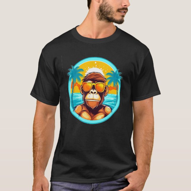 Beach Life with a Monkey Twist Eye Catching Summer T-Shirt (Vorderseite)