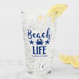 Beach LIFE Zitat Nautic Küste Sommer Blau Glas