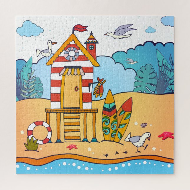 Beach Lifeguard und Surfbretter Puzzle (Vertikal)