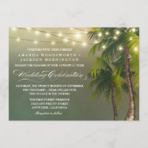 Beach Light Palm Tree Tropical Wedding Einladungen