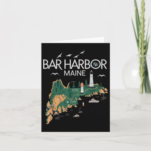 Beach Lighthouse Bar Harbour Maine Karte (Vorderseite)