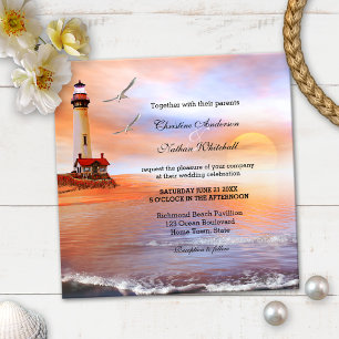Beach Lighthouse Hochzeitseinladung Einladung