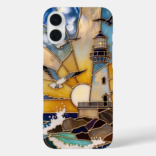 Beach Lighthouse iPhone Case Sunset Waves Birds (Rückseite)