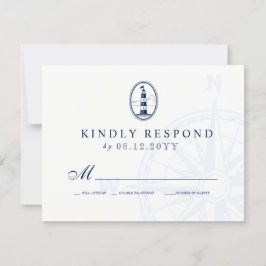 Beach Lighthouse | Nautical Wedding Navy UAWG RSVP Karte