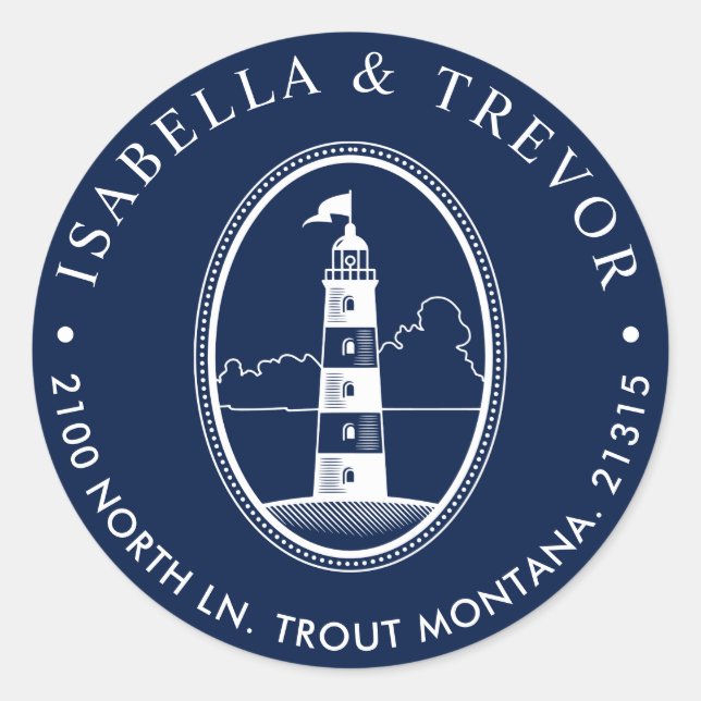 Beach Lighthouse | Nautische Fragestellung Rücksen Runder Aufkleber (Vorderseite)