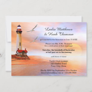Beach Lighthouse Post oder nach Hochzeit Einladung