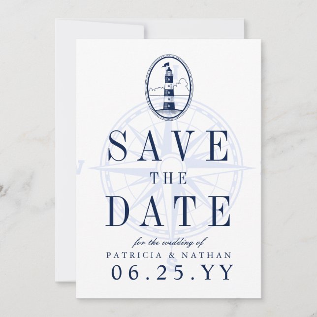 Beach Lighthouse | Save the Date Einladung (Vorderseite)