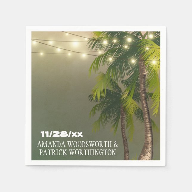 Beach Lights Palm Tree Tropical Wedding Napkins Serviette (Vorderseite)