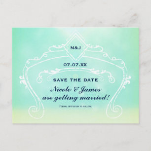 Beach Look Elegante Vintage Hochzeit Save the Date Ankündigungspostkarte