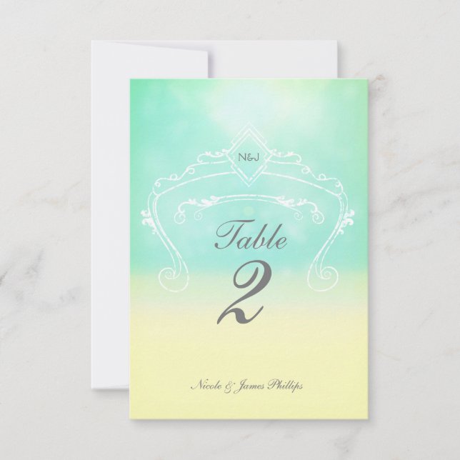 Beach Look Elegante Vintage Hochzeit Tischnummer (Vorderseite)