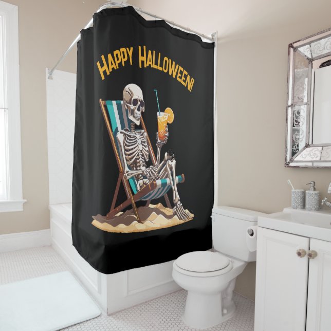 Beach Lounges Skeleton Halloween Duschvorhang (Beispiel)