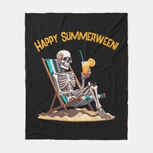 Beach Lounges Skeleton Halloween Fleecedecke