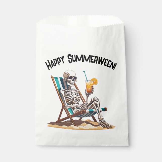 Beach Lounges Skeleton Halloween Geschenktütchen (Vorderseite)