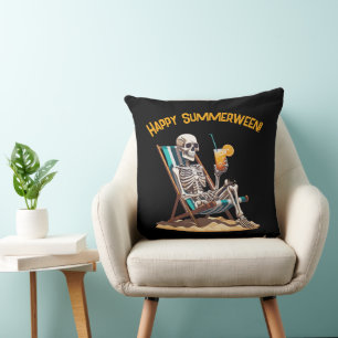 Beach Lounges Skeleton Halloween Kissen