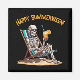 Beach Lounges Skeleton Halloween Magnet