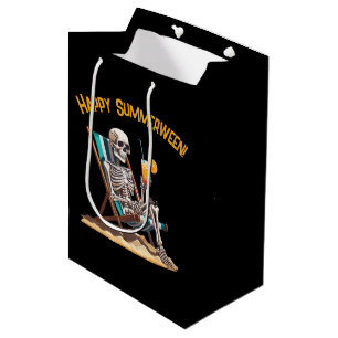 Beach Lounges Skeleton Halloween Mittlere Geschenktüte