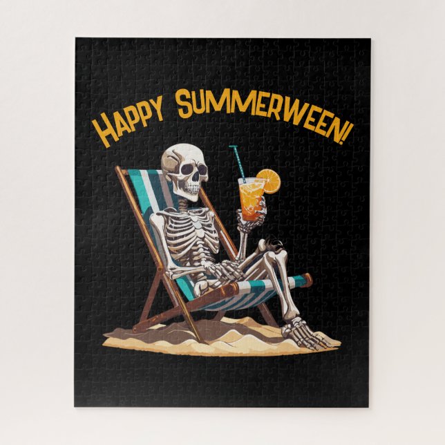 Beach Lounges Skeleton Halloween Puzzle (Vertikal)