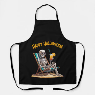 Beach Lounges Skeleton Halloween Schürze