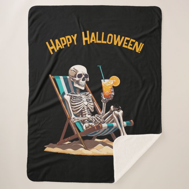 Beach Lounges Skeleton Halloween Sherpadecke (Vorderseite)