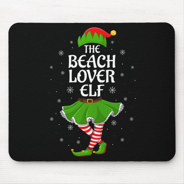 Beach Lover Elf Christmas Family Girls Women Elf S Mousepad (Vorne)