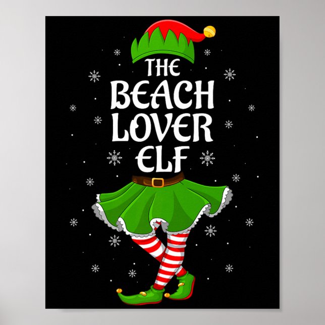 Beach Lover Elf Christmas Family Girls Women Elf S Poster (Vorne)