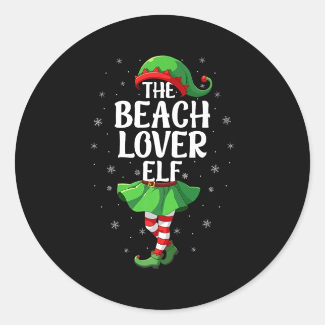 Beach Lover Elf Christmas Girls Women Elf Squad Xm Runder Aufkleber (Vorderseite)