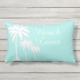 Beach Lover Palm Tree Aqua Außenbereich Kissen Für Draußen