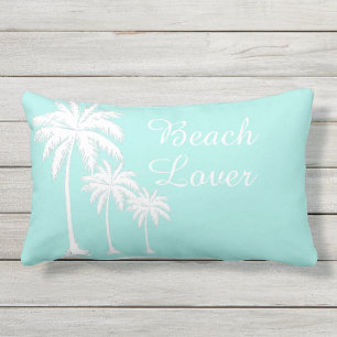 Beach Lover Palm Tree Aqua Außenbereich Kissen Für Draußen