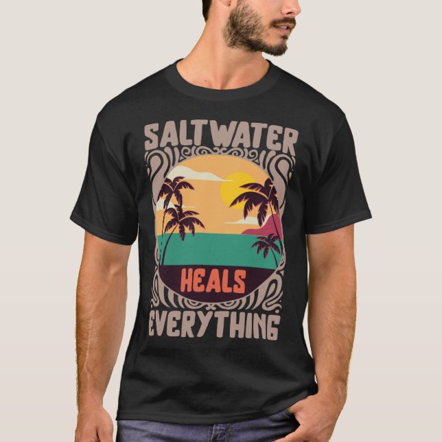 Beach Lover Saltwater Heals Everything Family Vaca T-Shirt (Vorderseite)
