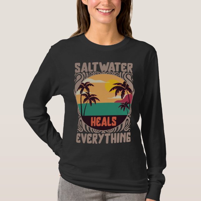 Beach Lover Saltwater Heals Everything Family Vaca T-Shirt (Vorderseite)