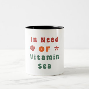 Beach Lover Summer Quote Retrographie Kunst Zweifarbige Tasse