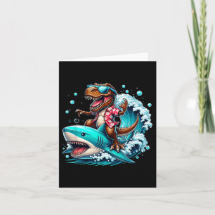 Beach Lover T-rex Dinosaur Riding Shark Surfing Oc Karte