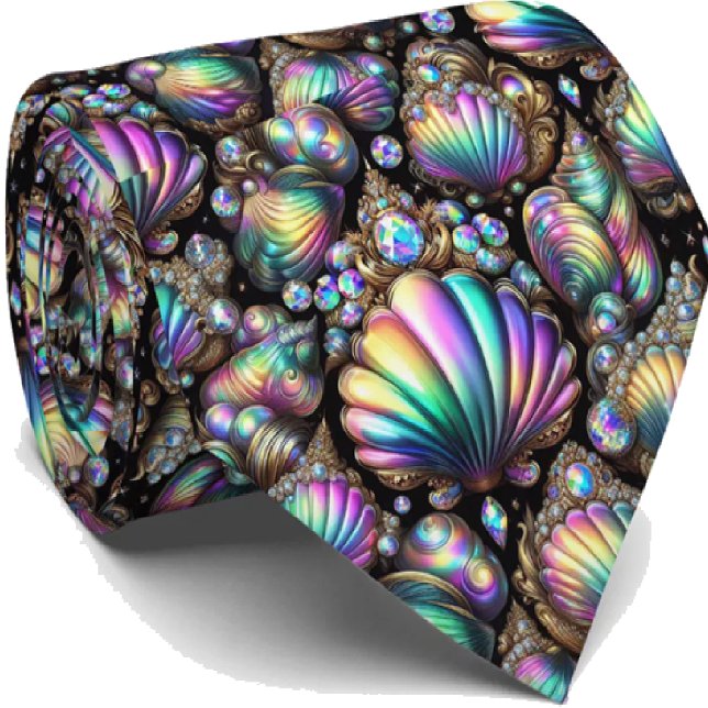 Beach Lovers Tie | Opal Diamond Seashell Pattern Krawatte (Von Creator hochgeladen)