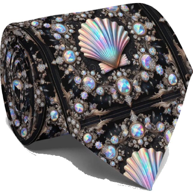 Beach Lovers Tie | Opal Diamond Seashell Pattern Krawatte (Von Creator hochgeladen)