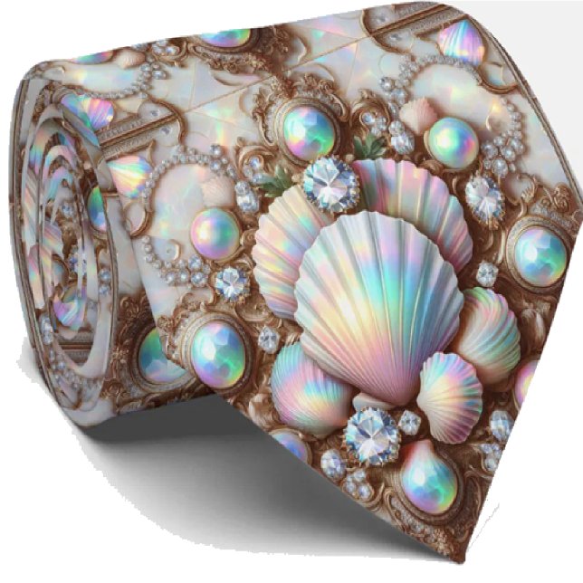 Beach Lovers Tie | Opal Diamond Seashell Pattern Krawatte (Von Creator hochgeladen)
