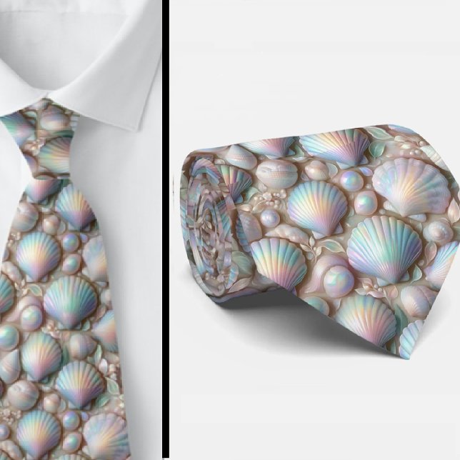 Beach Lovers Tie | Opal Iridecent Seashells  Krawatte (Von Creator hochgeladen)