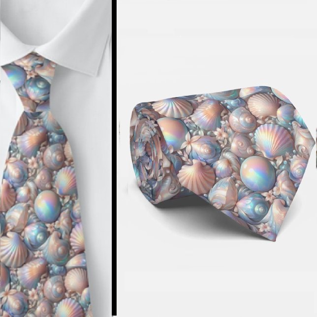 Beach Lovers Tie | Opal Iridecent Seashells  Krawatte (Von Creator hochgeladen)