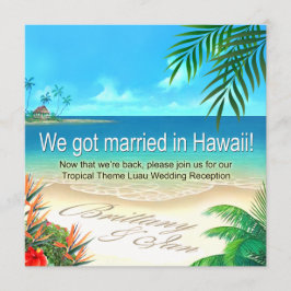 Beach Luau Hawaii Empfang erhält Namen im Sand Einladung