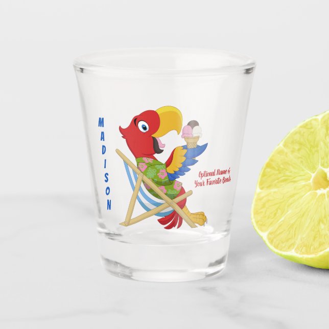 Beach Macaw individuelle Name und Textschussglas Schnapsglas (Vorderseite)