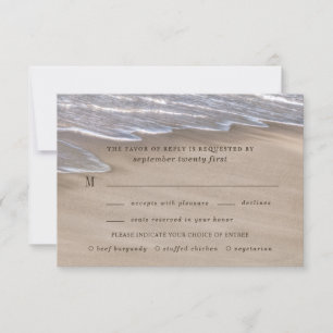 Beach Meal Choice Sand Hearts Elegante Hochzeit RSVP Karte